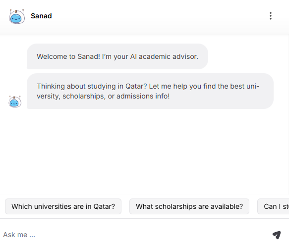 SANAD AI Chat Interface